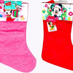 Minnie and Mickey Mouse Kids Felt Holiday Stocking Home Decor (Set of 2)